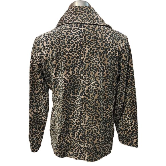 Womens Petite LG Cheetah Print Soft Modern Chic Whimsigoth Sweater Jacket - Picture 2 of 3